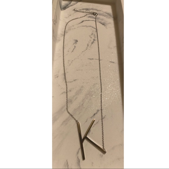 Silver Initial K Necklace NIB - Picture 2 of 4